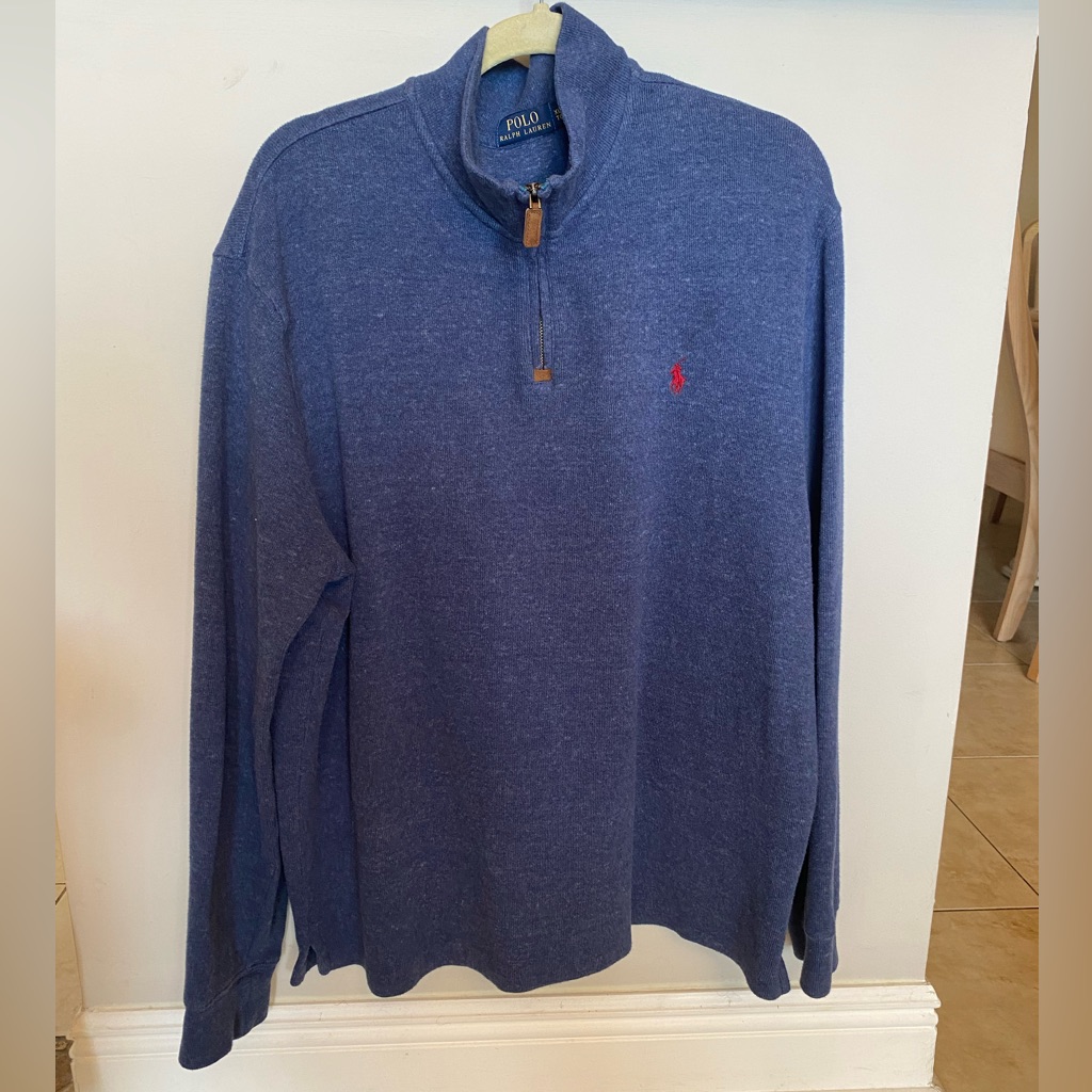 Polo Ralph Lauren Mens Quarter Zip Blue Sweater
